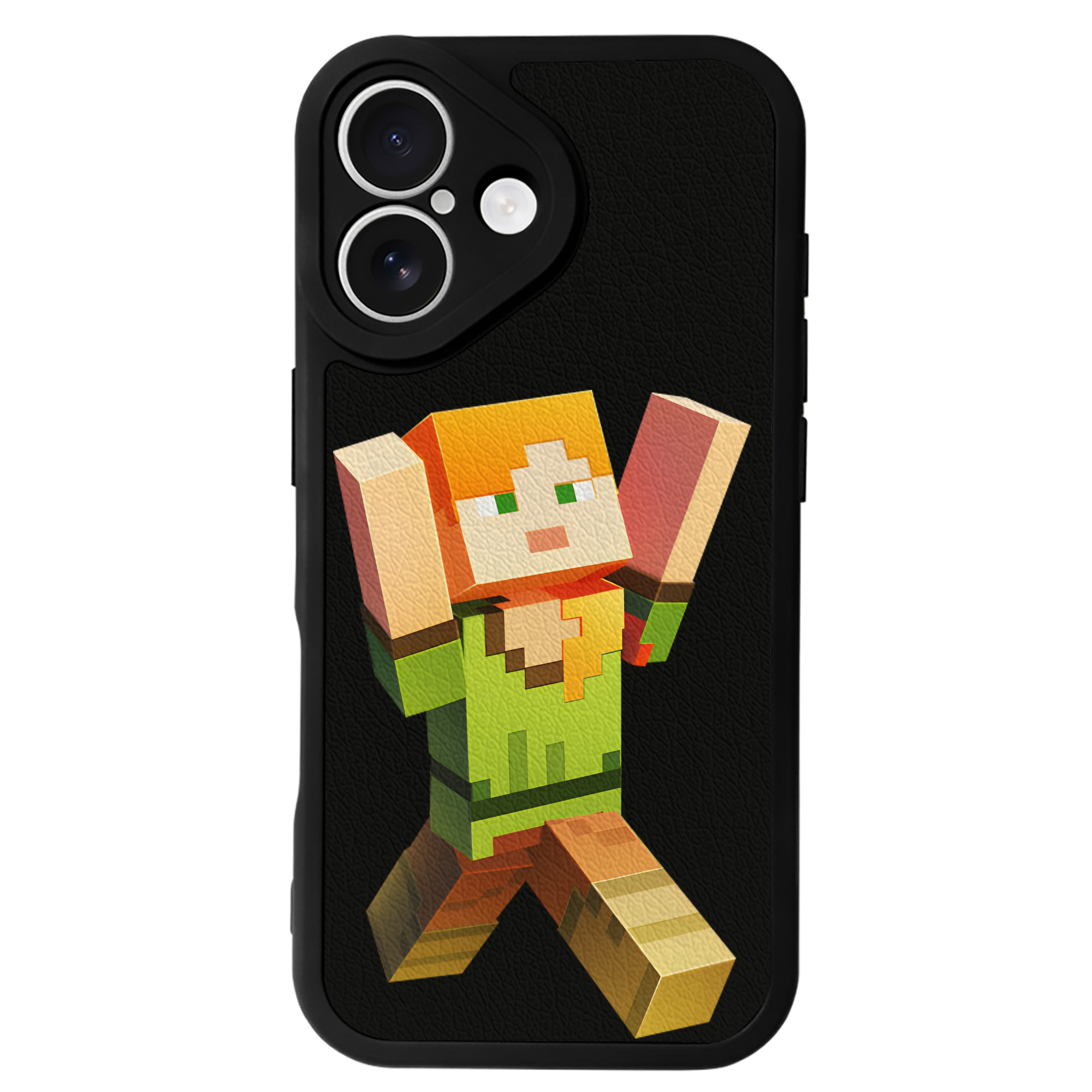 （画像用） マインクラフト ブロックの世界 Minecraft MC Block world 【iPhone 16シリーズ対応】シリコンスマホケース（レザー調） 材質：シリコン